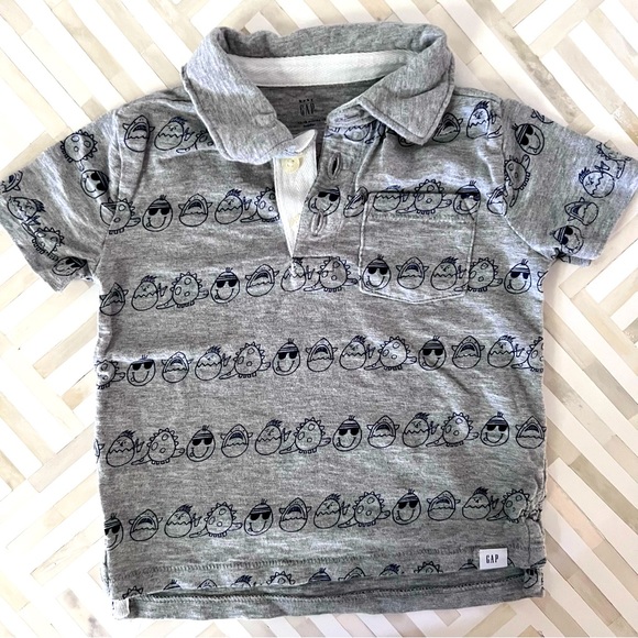 GAP Other - GAP Baby Grey Dinosaur Egg Polo Shirt, 12-18mo